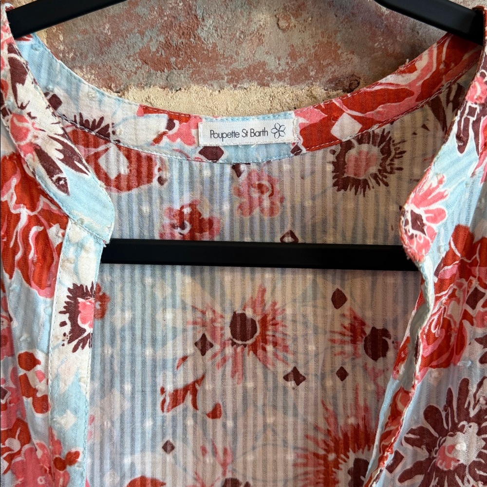 Poupette St. Barth Red and White Floral Mini Dress - Picture 2 of 5